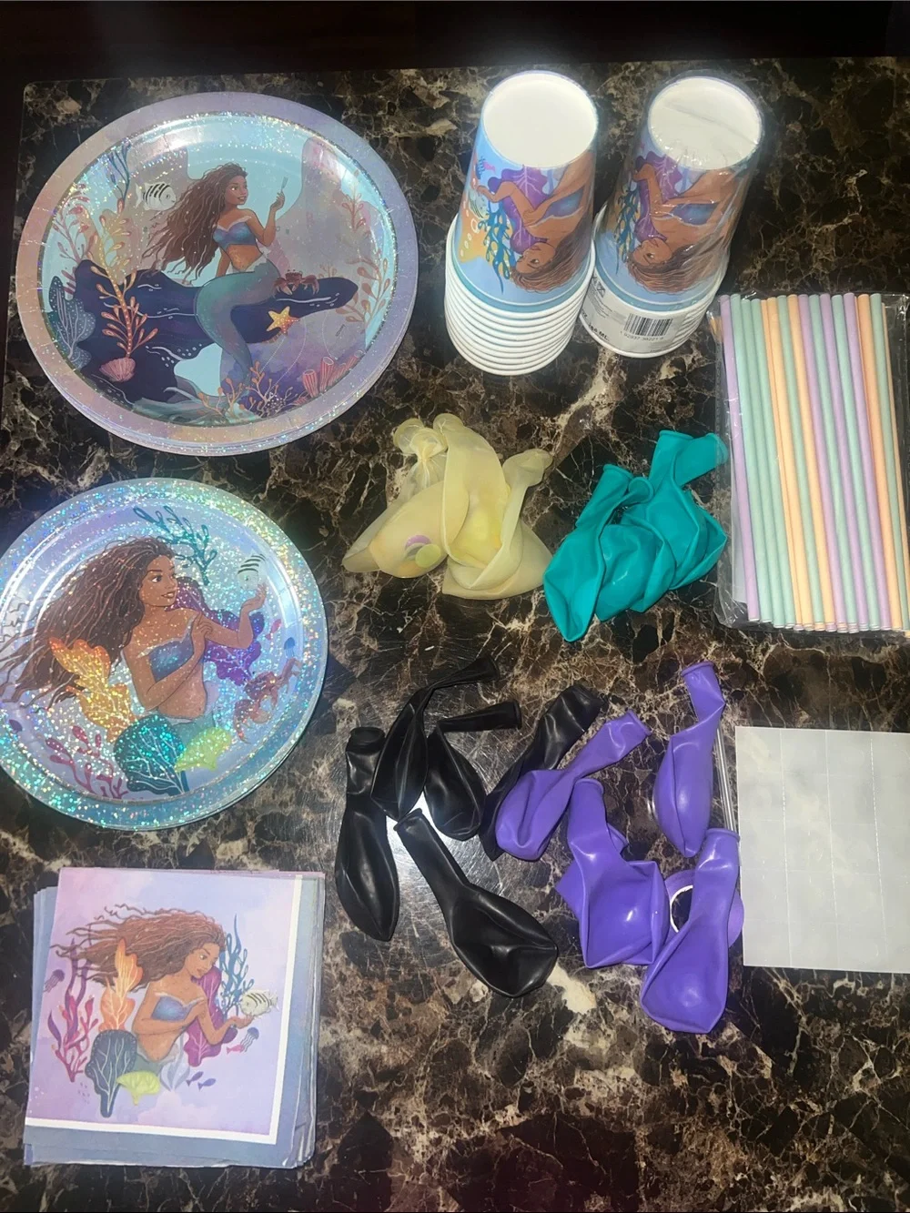Ariel Mermaid Party Tableware Set - Multicolor